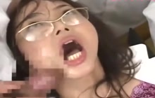 Japanese slut in glasses facialed