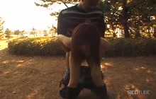 Teen sucking and fucking in the park