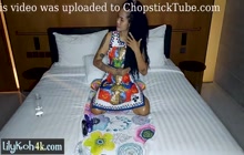 Beautiful big ass Asian teen fucked herself after passion posing action